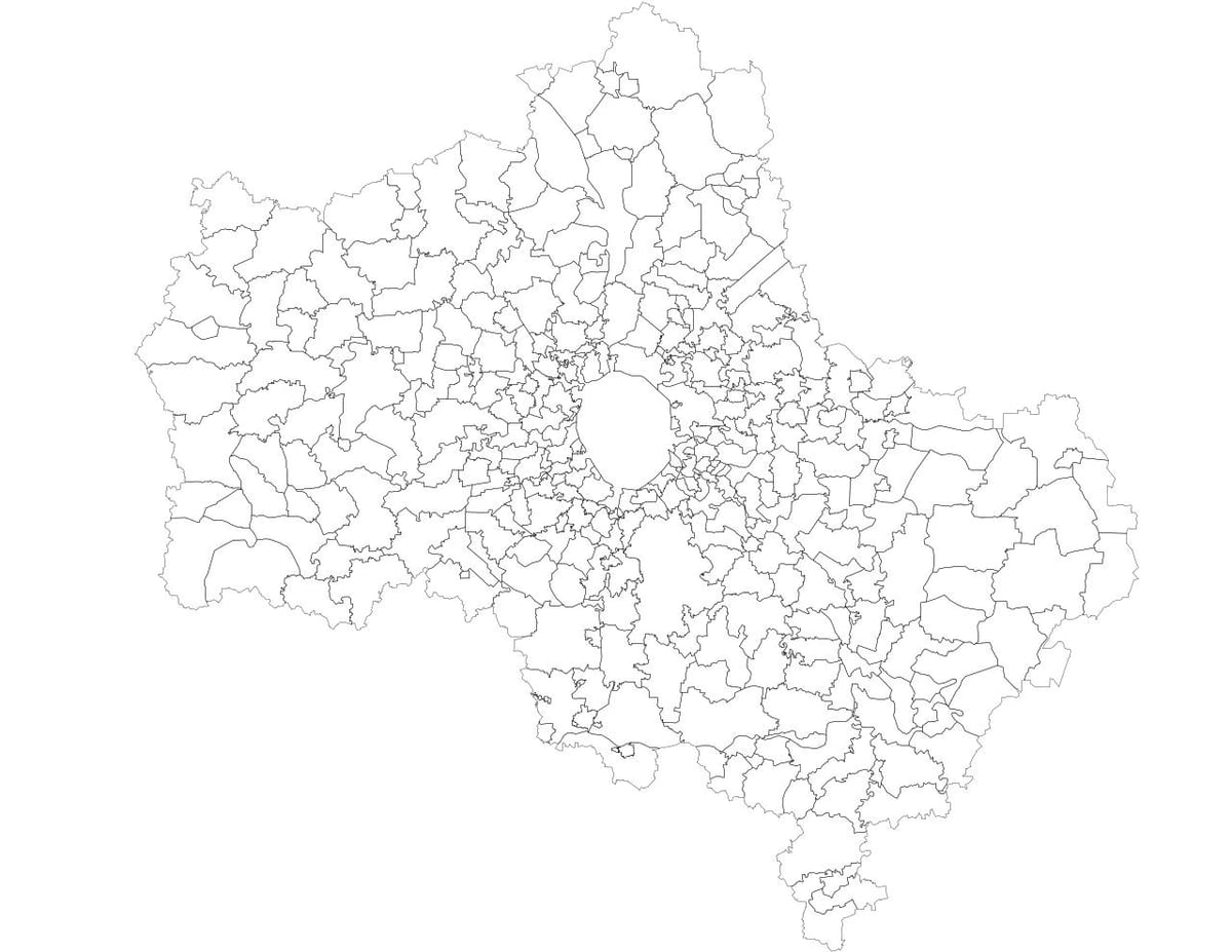 Moskva ಪುರಸಭೆಗಳು ನಕ್ಷೆ
