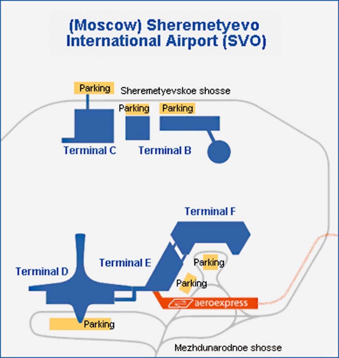 Sheremetyevo ಟರ್ಮಿನಲ್ ನಕ್ಷೆ