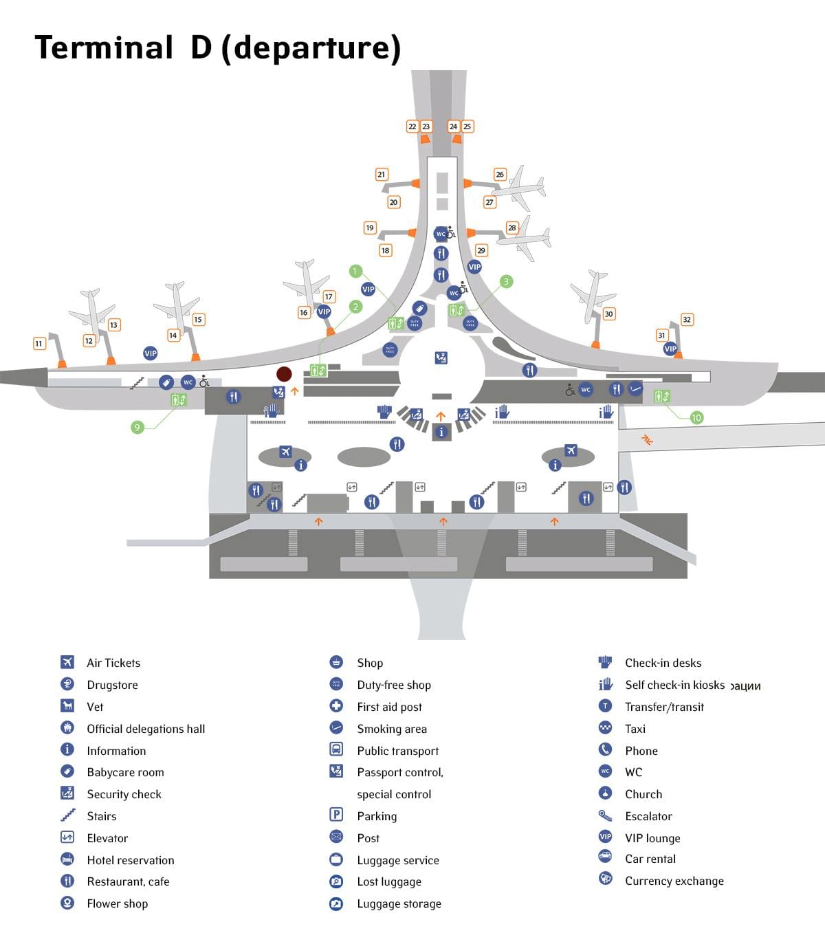 Sheremetyevo ವಿಮಾನ ನಕ್ಷೆ ಟರ್ಮಿನಲ್ ಡಿ