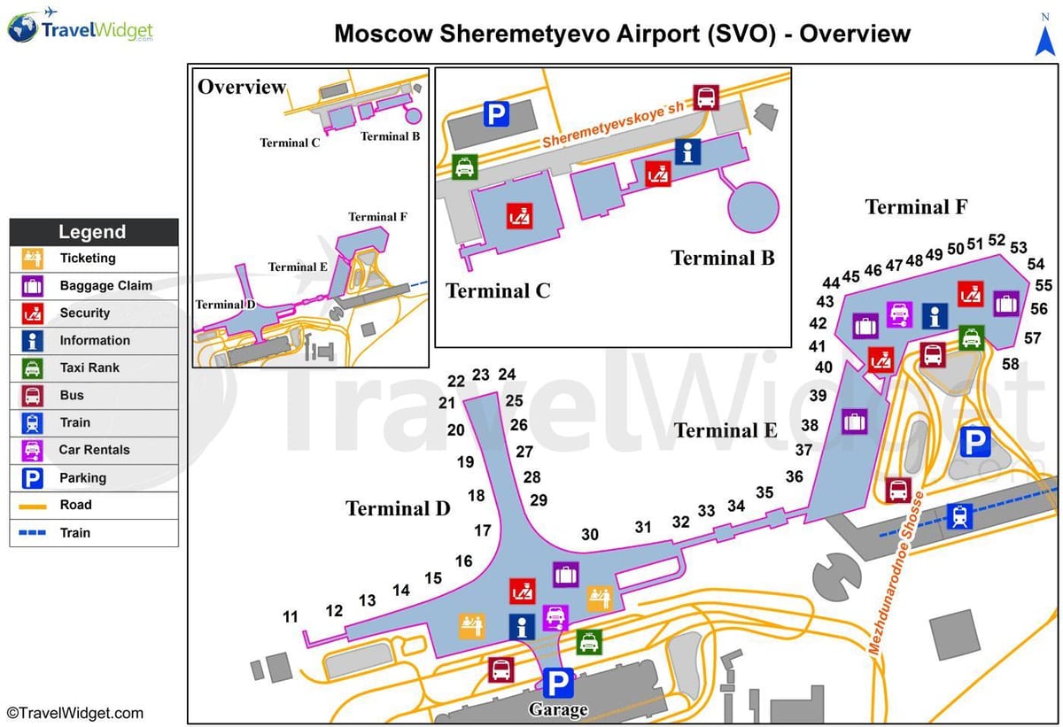 ಮಾಸ್ಕೋ Sheremetyevo ವಿಮಾನ ನಕ್ಷೆ